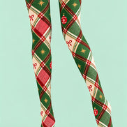 Festive Green Tartan Plaid Tights Hosiery Pantyhose Z610-48