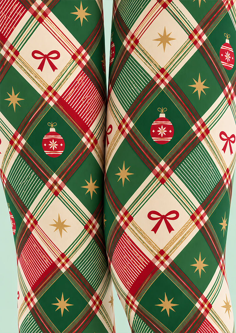Festive Green Tartan Plaid Tights Hosiery Pantyhose Z610-48