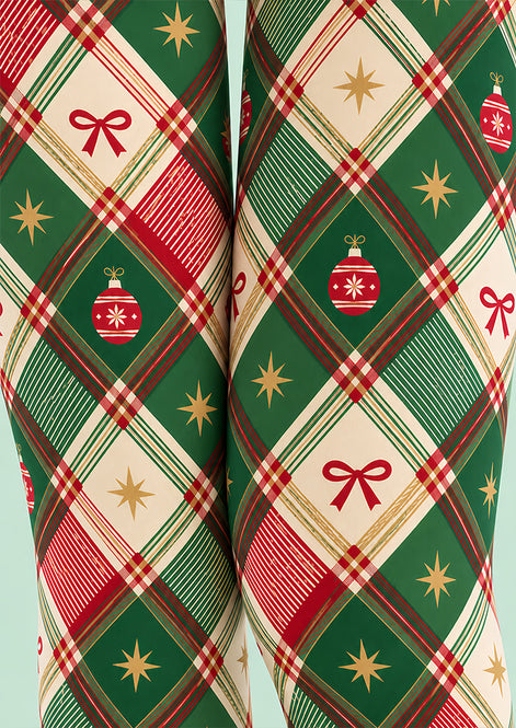 Festive Green Tartan Plaid Tights Hosiery Pantyhose Z610-48