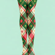 Festive Green Tartan Plaid Tights Hosiery Pantyhose Z610-48