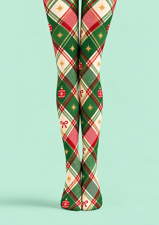 Festive Green Tartan Plaid Tights Hosiery Pantyhose Z610-48