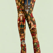 Christmas Nutcracker Toy Soldier Graphic Print Tights Z610-49