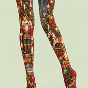 Christmas Nutcracker Toy Soldier Graphic Print Tights Z610-49