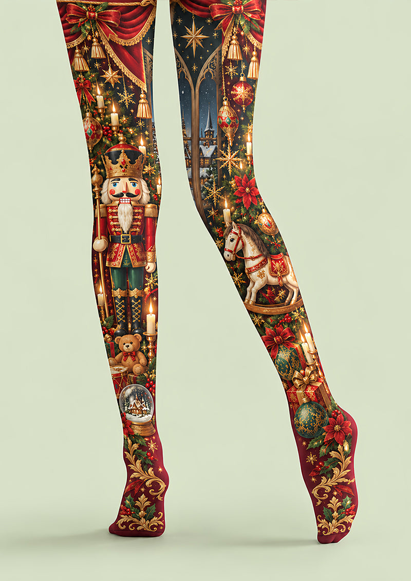 Christmas Nutcracker Toy Soldier Graphic Print Tights Z610-49
