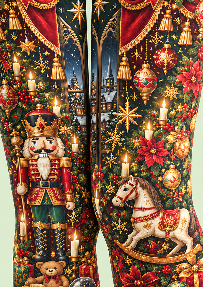 Christmas Nutcracker Toy Soldier Graphic Print Tights Z610-49