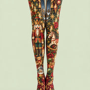 Christmas Nutcracker Toy Soldier Graphic Print Tights Z610-49