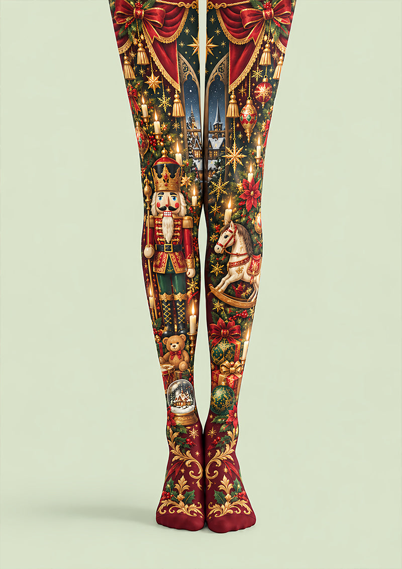 Christmas Nutcracker Toy Soldier Graphic Print Tights Z610-49