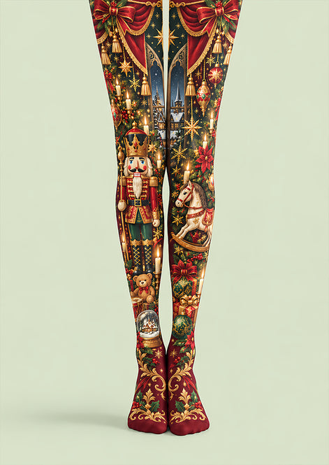 Christmas Nutcracker Toy Soldier Graphic Print Tights Z610-49