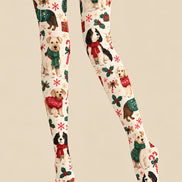 Christmas Dog Candy Cane Graphic Print Tights Z610-51
