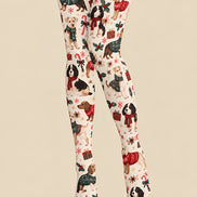 Christmas Dog Candy Cane Graphic Print Tights Z610-51