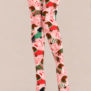 Christmas Dachshund Candy Cane Print Tights Z610-52