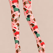 Christmas Dachshund Candy Cane Print Tights Z610-52