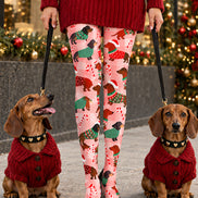 Christmas Dachshund Candy Cane Print Tights Z610-52