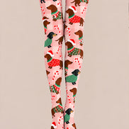 Christmas Dachshund Candy Cane Print Tights Z610-52