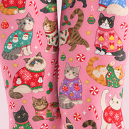 Christmas Cute Cat Sweater Graphic Print Tights Z610-53