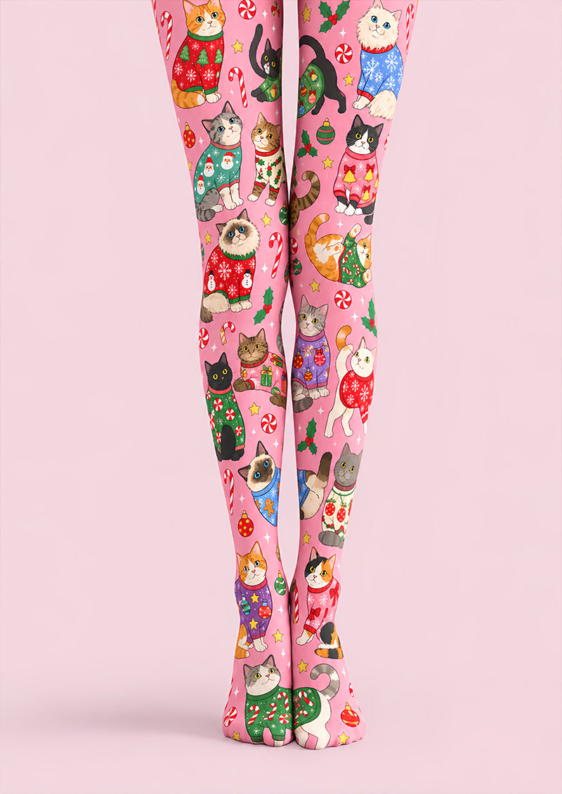 Christmas Cute Cat Sweater Graphic Print Tights Z610-53