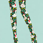 Christmas Goose Holly Berry Print Tights Pantyhose Z610-54