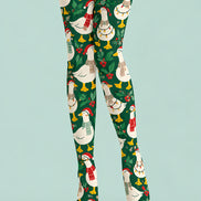 Christmas Goose Holly Berry Print Tights Pantyhose Z610-54