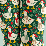 Christmas Goose Holly Berry Print Tights Pantyhose Z610-54
