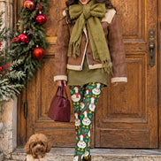 Christmas Goose Holly Berry Print Tights Pantyhose Z610-54