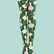 Christmas Goose Holly Berry Print Tights Pantyhose Z610-54