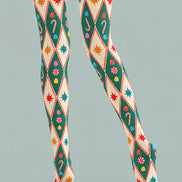 Argyle Candy Cane Print Christmas Tights Pantyhose Z610-55