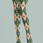 Argyle Candy Cane Print Christmas Tights Pantyhose Z610-55