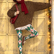Argyle Candy Cane Print Christmas Tights Pantyhose Z610-55