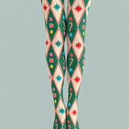 Argyle Candy Cane Print Christmas Tights Pantyhose Z610-55