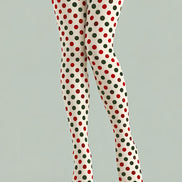 Red Green Polka Dot Festive Tights Pantyhose Z610-56