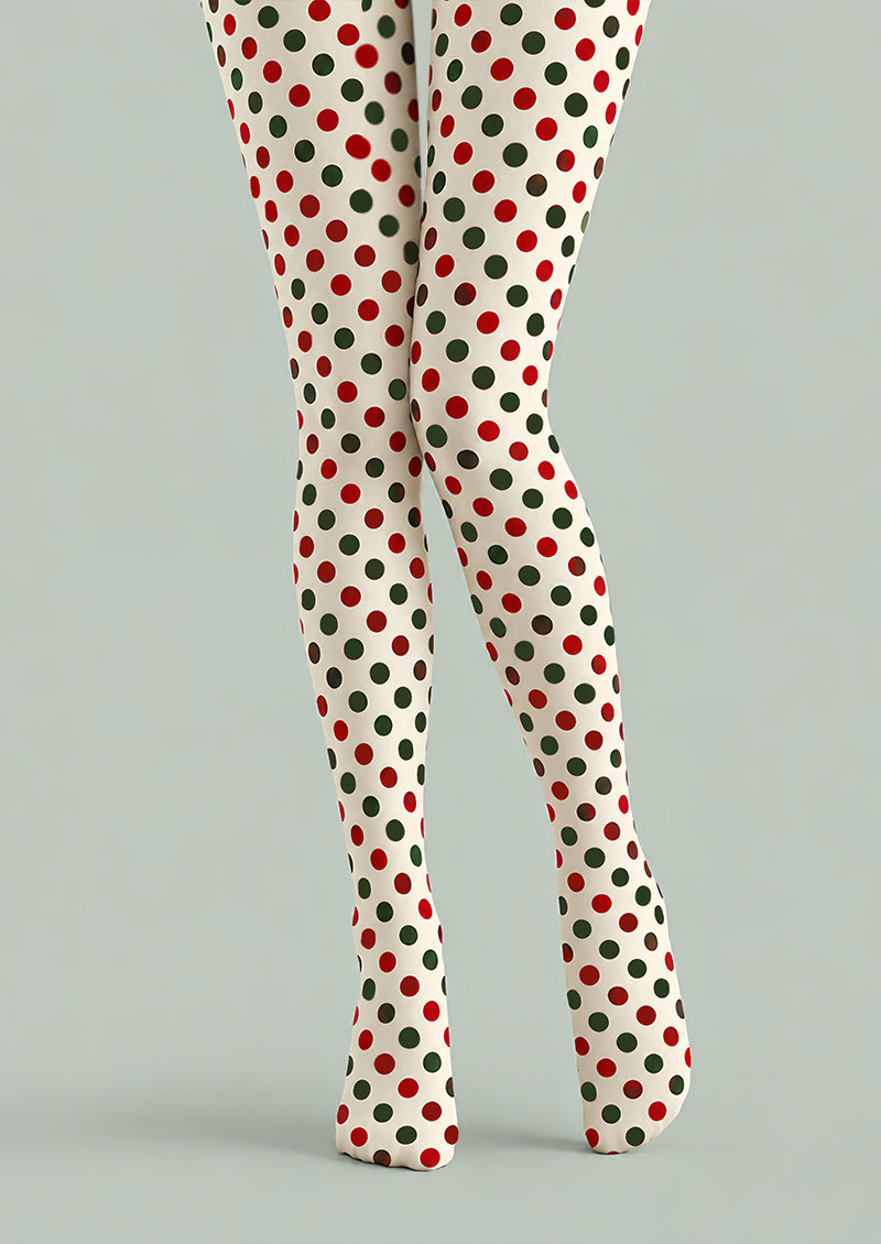 Red Green Polka Dot Festive Tights Pantyhose Z610-56