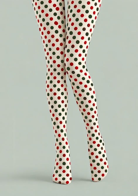 Red Green Polka Dot Festive Tights Pantyhose Z610-56