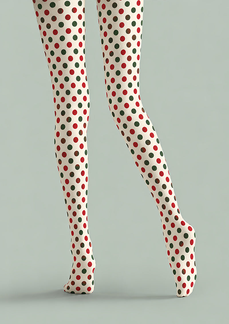 Red Green Polka Dot Festive Tights Pantyhose Z610-56