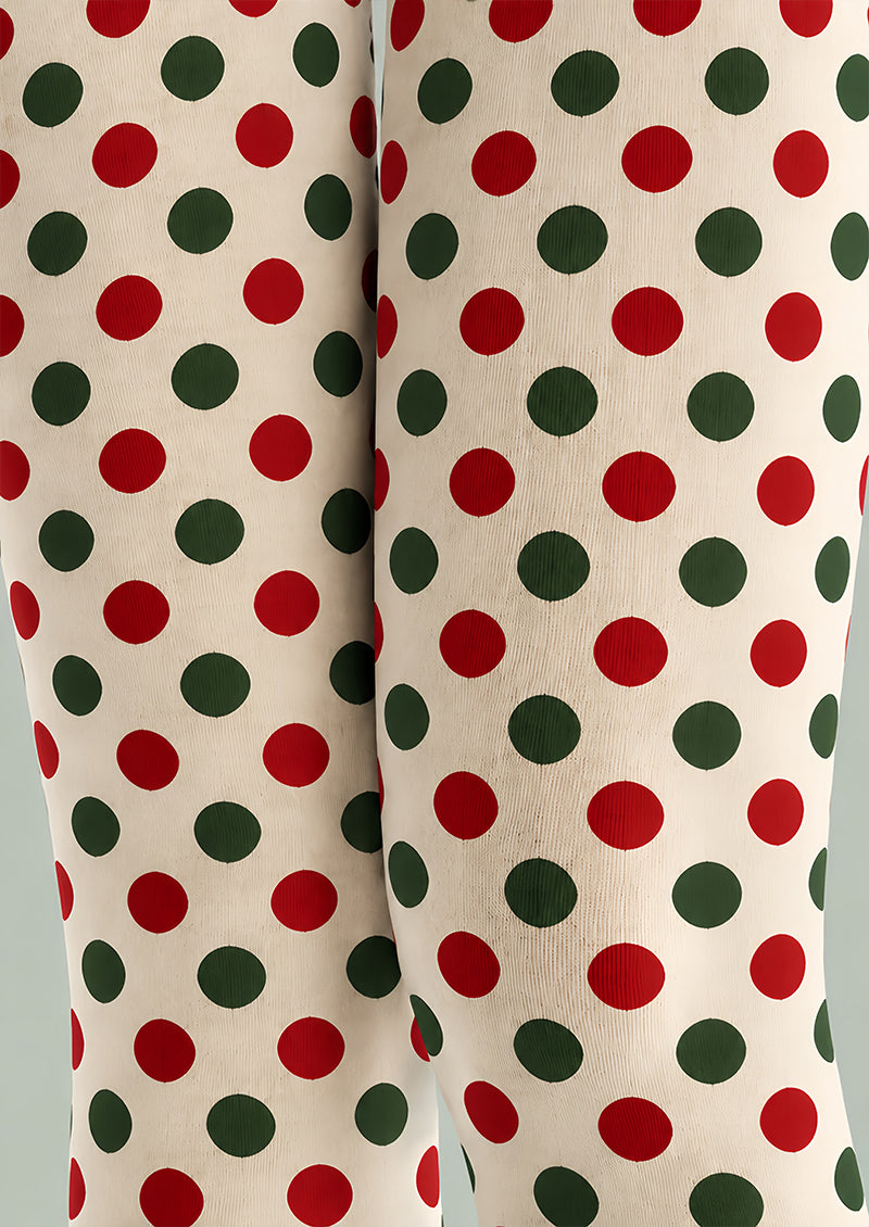 Red Green Polka Dot Festive Tights Pantyhose Z610-56
