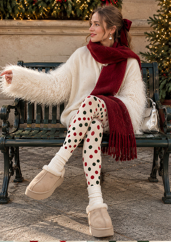 Red Green Polka Dot Festive Tights Pantyhose Z610-56