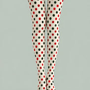 Red Green Polka Dot Festive Tights Pantyhose Z610-56