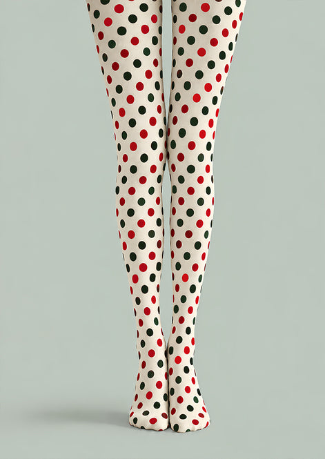 Red Green Polka Dot Festive Tights Pantyhose Z610-56
