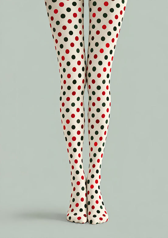 Red Green Polka Dot Festive Tights Pantyhose Z610-56