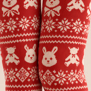 Red Bear Rabbit Fair Isle Christmas Print Tights Z610-59