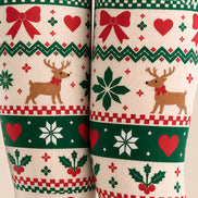 Ivory Fair Isle Christmas Print Tights Reindeer Tree Z610-60
