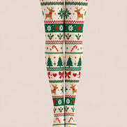 Ivory Fair Isle Christmas Print Tights Reindeer Tree Z610-60