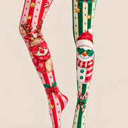 Funny Reindeer Snowman Graphic Christmas Tights Z610-61