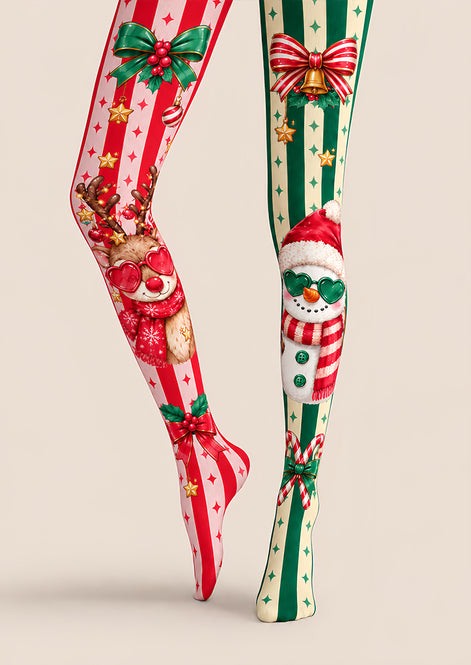 Funny Reindeer Snowman Graphic Christmas Tights Z610-61