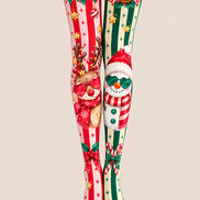 Funny Reindeer Snowman Graphic Christmas Tights Z610-61