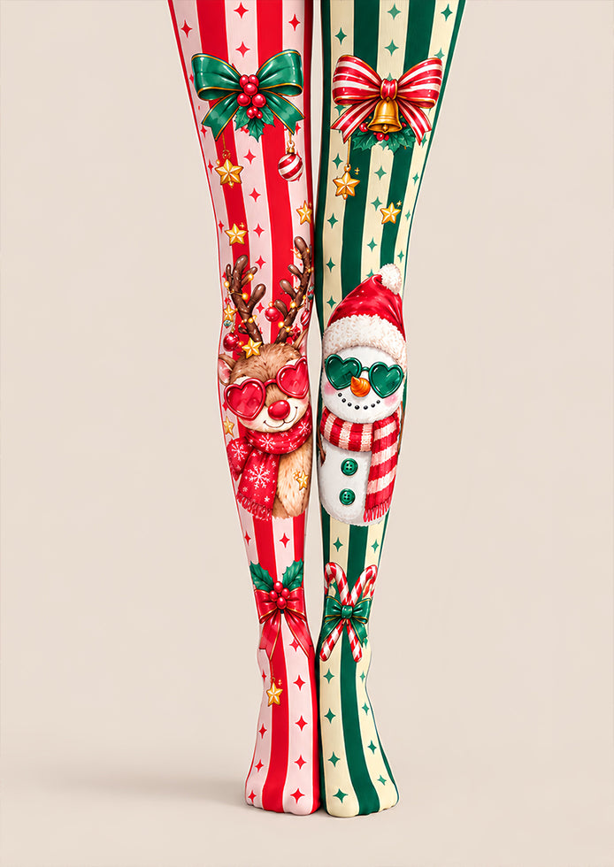Funny Reindeer Snowman Graphic Christmas Tights Z610-61