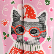 Pink Christmas Cat Print Tights Hosiery Pantyhose Z610-62