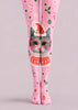 Pink Christmas Cat Print Tights Hosiery Pantyhose Z610-62