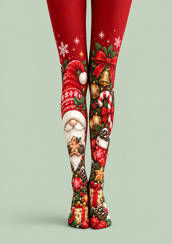 Red Santa Gnome Christmas Gift Tights Pantyhose Z610-65