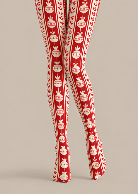 Christmas Bauble Stripe Tights Hosiery Pantyhose Z610-69