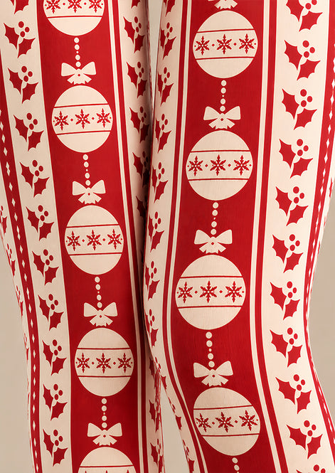 Christmas Bauble Stripe Tights Hosiery Pantyhose Z610-69